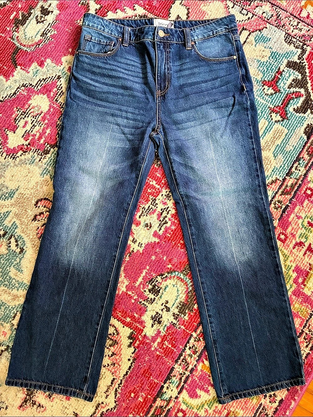 Tricot Jeans 11/29 Medium Wash High Rise Straight Leg Y2K Denim
